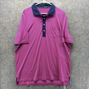 RLX Ralph Lauren Polo Shirt Mens XL Pink Stripe Golf Pocket Performance Top